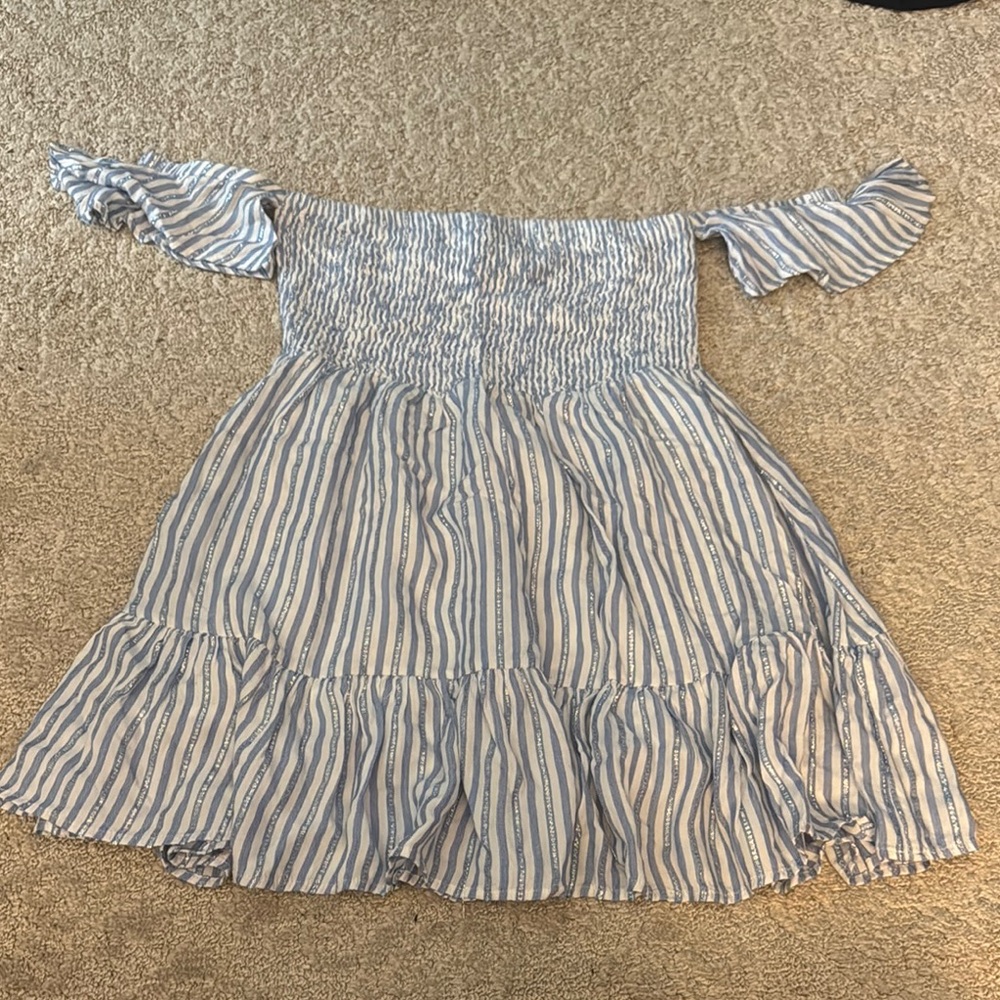 Lulu's Strapless Blue and White Dress